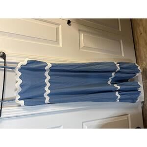 Blue Spaghetti Strap Casual Dress with White Trim Size Large 277